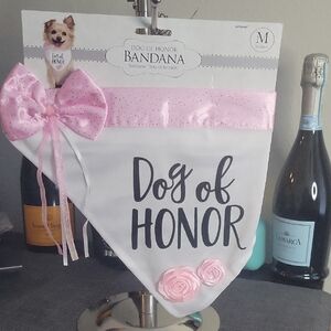 Bandana Dog of Honor - Pink and White